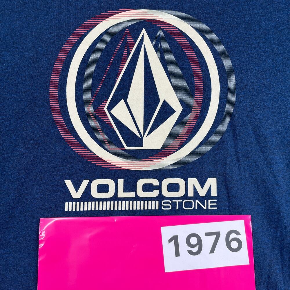 Volcom Graphic Print Logo T Shirt Blue Heather Beach Casual Mens Large